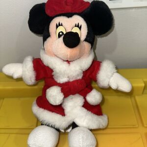 VTG DisneyWorld Walt Disney Minnie Mouse Christmas Plush Red Velour Santa Suit